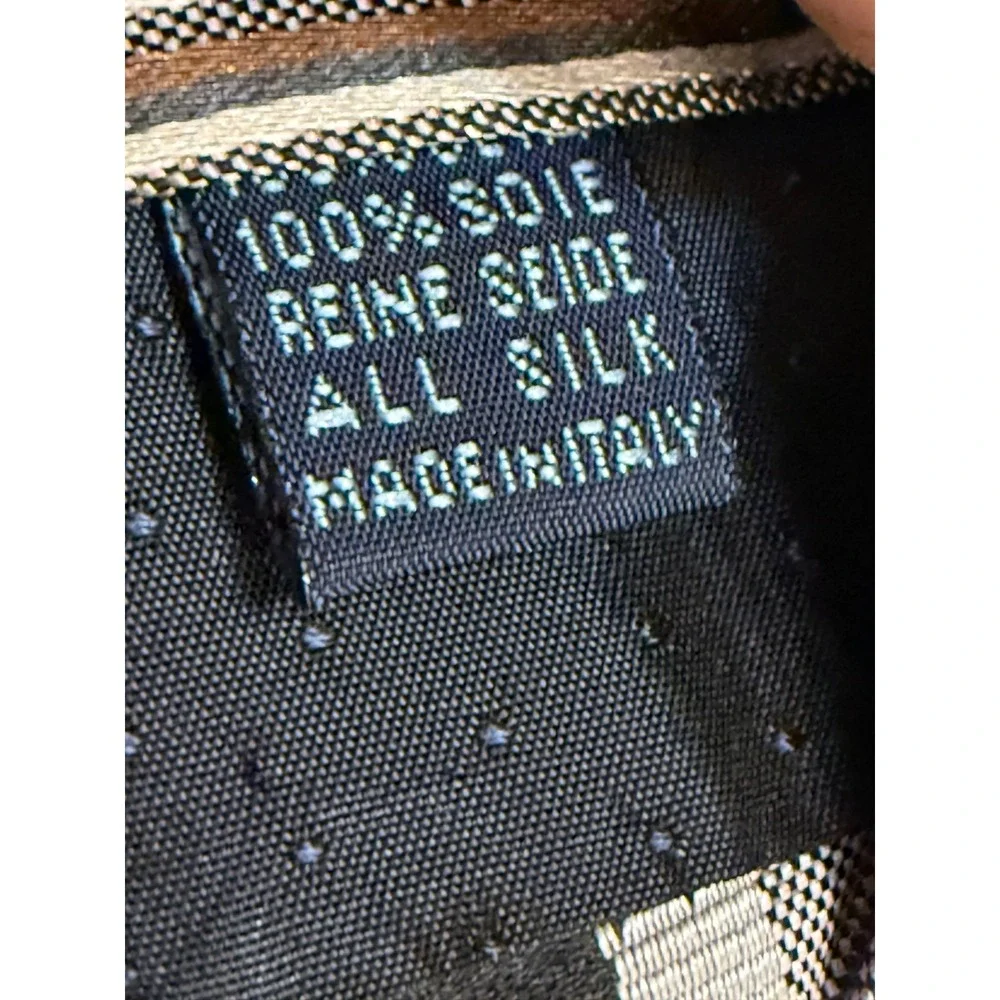 Massimo Bizzocchi Mens Silk Tie Black Grey White Striped Made in Italy Necktie